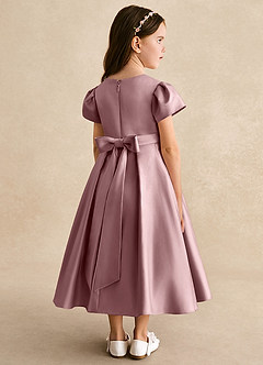 Azazie Princess vestidos de niña de las flores Vestido de Rosa Polvorienta de Satin Mate de Corte En A con Plisado image2