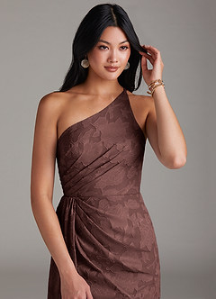 Azazie Mika Robes de demoiselle d'honneur Robe Fourreau en Blumen-Burnout Ue épaule Expresso image5