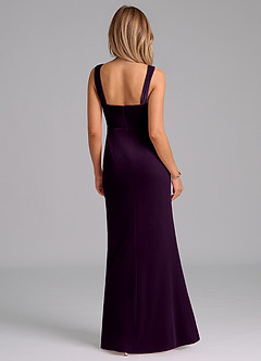 Azazie Denice Bridesmaid Dresses Grape Sheath Pleated Velvet Dress image5