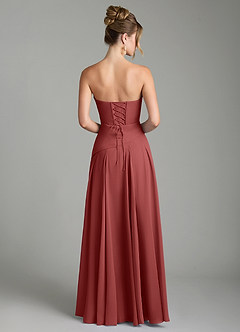 Azazie Gabriela Bridesmaid Dresses Terracotta A-Line Corset Chiffon Dress image8