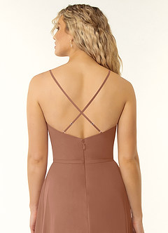 Azazie Naeem Bridesmaid Dresses Bronzer A-Line V-Neck Ruffle Chiffon Dress image6