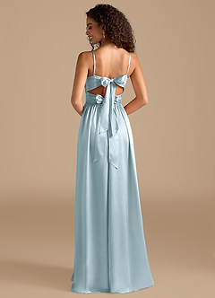 Azazie Zeya Bridesmaid Dresses Sky Blue A-Line Pleated Metallic Satin Dress image2
