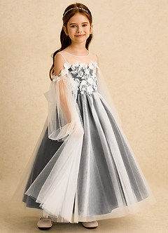 Azazie Zimi vestidos de niña de las flores Vestido de Negro de Tul de Princesa con Escote de Corazón image6