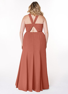 Azazie Rue Abiti da Damigella Abito A-Line in Chiffon con Scollo Halter Argilla image8