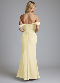 Azazie Luiza Brudtärnklänningar Klä av Sjöjungfru i Chiffong Av axeln Citronsorbet image2