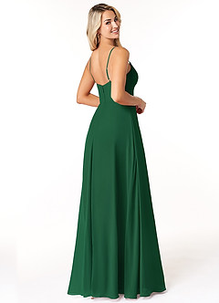 Azazie Moira Brautjungfernkleider A-Linie Schaufel Chiffon Kleid Dunkelgrün image5