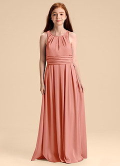 Azazie Bibiane Junior Klä av A-Line i Stretch Satin Plisserad image3