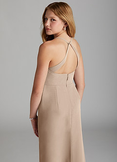 Azazie Becca Junior Robe Sirène en Mousseline de soie Taupe image2