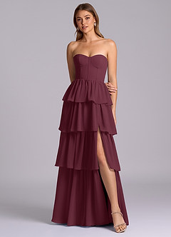 Azazie Faye Bridesmaid Dresses Cabernet A-Line Sweetheart Neckline Chiffon Dress image4