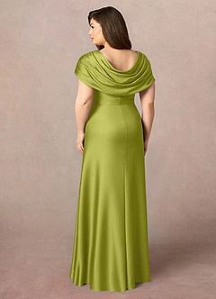 Azazie Branford Mother of the Bride Dresses Lemongrass A-Line Pleated Stretch Satin Dress image10