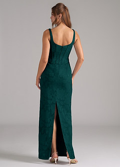 Azazie Kenna Bridesmaid Dresses Pine Sheath Side Slit Floral Burnout Dress image2
