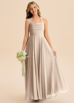 Azazie Kady Junior Taupe A-Line Sweetheart Neckline Chiffon Dress image1