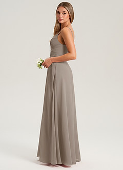 Azazie Terese Bridesmaid Dresses Taupe A-Line Pleated Chiffon Dress image4
