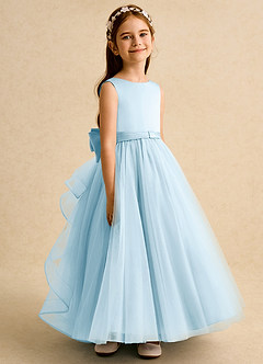 Azazie Lior vestidos de niña de las flores Vestido de Azul Cielo de Tul de Princesa con Plisado image3