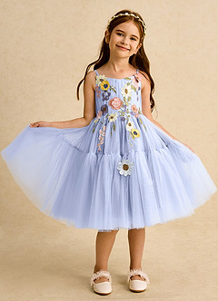 Azazie Osea Sukienki dla dziewczynek sypiących kwiaty Suknia balowa Pofałdowany Tiul Długość do kolan Sukienka image8