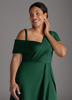 Azazie Milton Kleider für die Brautmutter A-Linie Plissee Stretch-Satin Kleid Dunkelgrün image14