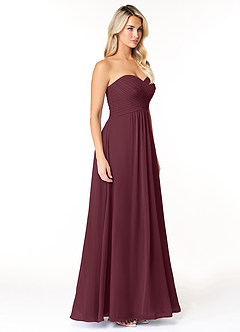 Azazie Yazmin Bridesmaid Dresses Cabernet A-Line Sweetheart Neckline Chiffon Convertible Dress image5