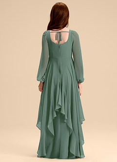 Azazie Clara Junior Eucalyptus A-Line Blouson Chiffon Dress image2