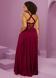 Barbie ♥ Azazie Bridesmaid Dresses Burgundy A-Line with Pockets Stretch Satin Dress image14