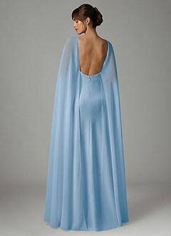 Azazie Stefania Robes de demoiselle d'honneur Robe Trapèze en Satin extensible Poudre Bleue image4