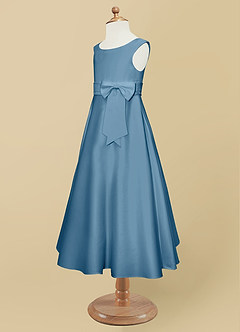 Azazie Lindy Final Sale Agave A-Line Pleated Matte Satin Dress image12