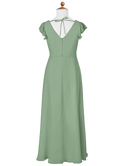 Azazie Claudine Junior Vestido de Matcha de Gasa de Corte En A con Plisado image6