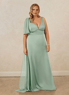 Christian Siriano Bridal for Azazie 1011 Robes de demoiselle d'honneur Robe Sirène en Satin extensible Arc Agave image11