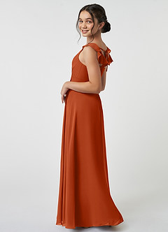 Azazie Amada Junior Burnt Orange A-Line Ruched Chiffon Dress image4