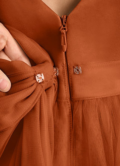 Azazie Winnie Flower Girl Dresses Burnt Orange Ball-Gown Bow Tulle Dress image8