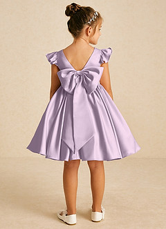 Azazie Tootsie Blumenmädchenkleider A-Linie Schleifen Matte Satin Kleid Frostiges Flieder image2