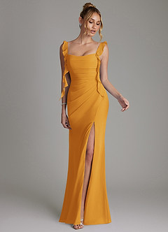 Azazie Jessamine 신부 들러리 드레스 인어 코르셋 쉬폰 바닥 길이 드레스 image4