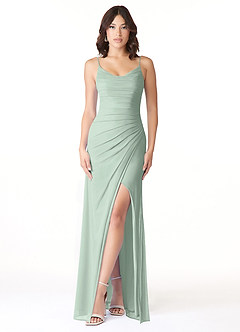 Azazie Deandra Robes de demoiselle d'honneur Robe Sirène en Maille Plissée Agave image1