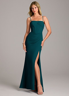 Azazie Chantel Bridesmaid Dresses Pine Sheath Strapless Chiffon Convertible Dress image5