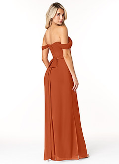 Azazie Joretta Vestidos de damas de honor Vestido de Naranja Quemada de Gasa de Corte en A Convertible con Escote de Corazón image5