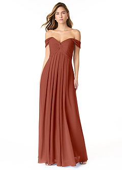 Azazie Kaitlynn Abiti da Damigella Abito Convertibile Impero in Chiffon Increspato Auburn image2