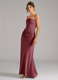 Azazie Debby Bridesmaid Dresses Desert Rose Mermaid Strapless Stretch Satin Convertible Dress image6