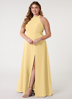Azazie Clarice Robes de demoiselle d'honneur Robe Trapèze en Mousseline de soie Dos nu Beurre image11