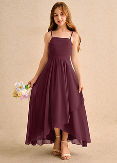 Azazie Twilight Dance Girls Formal Blumenmädchenkleider A-Linie Plissee Chiffon Kleid Cabernetrot image4