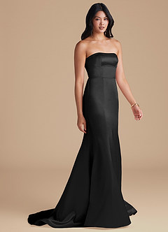 Azazie Aura Bridesmaid Dresses Black Mermaid Metallic Satin Convertible Dress image5