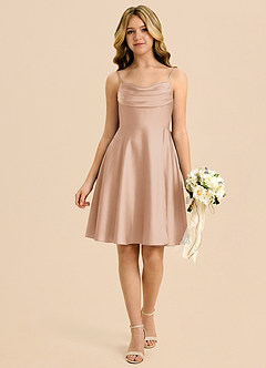 Azazie Bear Junior English Rose A-Line Sweetheart Neckline Stretch Satin Dress image1