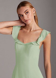 Azazie Arela Final Sale Dusty Sage A-Line Ruched Stretch Chiffon Dress image7