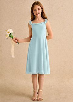 Azazie Pup Flower Girl Dresses Mist A-Line Pleated Chiffon Dress image5