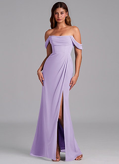 Azazie Johana Bridesmaid Dresses Lilac Mermaid Off the Shoulder Chiffon Convertible Dress image7