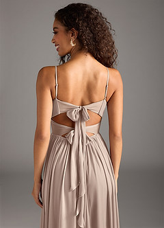 Azazie Zeya Schlussverkauf A-Linie Plissee Gittergewebe Kleid Taupe image8