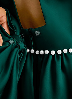 Azazie Daisies Robe Demoiselle D'honneur Fillette Robe Princesse en Mat Satiné Arc Vert Pin image8