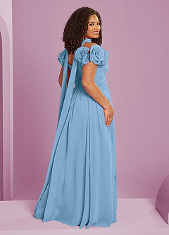 Barbie ♥ Azazie Vestidos de damas de honor Vestido de Azul Acero de Gasa de Corte en A Convertible con Vestidos sin tirantes image17