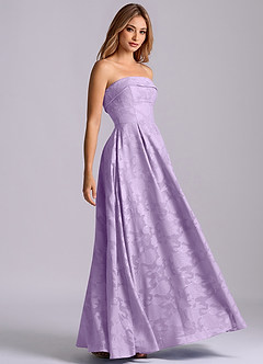 Azazie Lucienne Vestidos de damas de honor Vestido de Lila de Devorado Floral de Corte en A con Sin tirantes image1