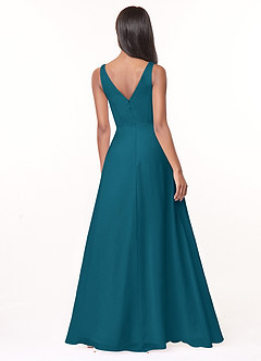 Azazie Nala Bridesmaid Dresses Ink Blue A-Line Pleated Chiffon Dress image2