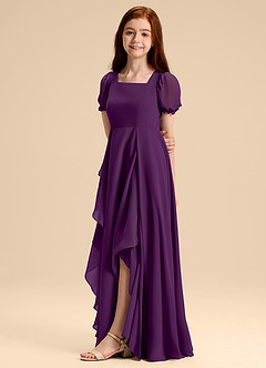Azazie Priya Junior Abito A-Line in Chiffon Blusa Uva image4