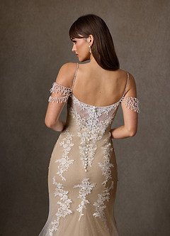 Azazie Saskia Robes de mariée Robe Sirène en Tulle Sequins Diamant Nude image8